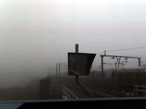 Through the fog at Limehouse station (clicky)
