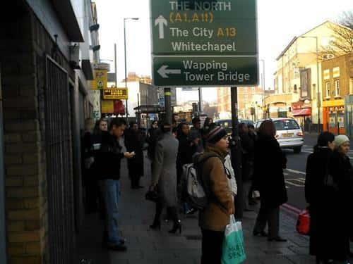 Buses were buggered too. Either that or Travis was due to appear on Commercial Road that morning... (clicky)